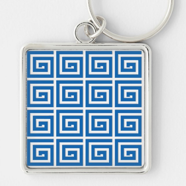 Porte-clés Greek Key design - blue and white enamel look (Devant)