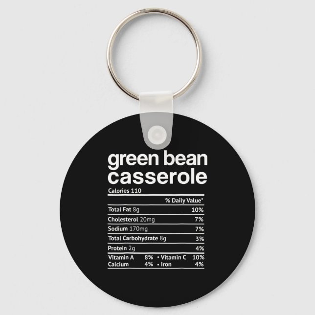 Porte-clés Green Bean Cerole Nutrition Facts Funny Thanksg  (Recto)