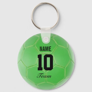 Porte-clés Green Black Team Soccer Ball Nom personnalisé