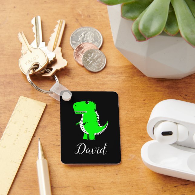 Porte-clés Green Dinosaur Drawing With Custom Keychain (Bureau)