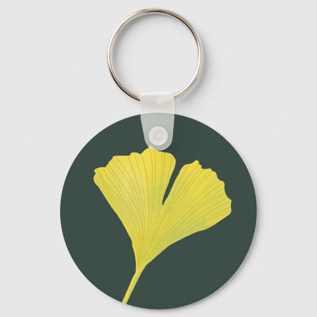 Porte-clés Green Gingko Leaf Nature Lover Motif botanique (Recto)