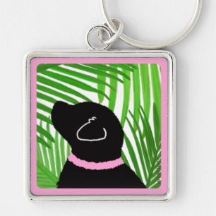 Porte-clés Green Palm Tree Island Black Chien Porte - clé