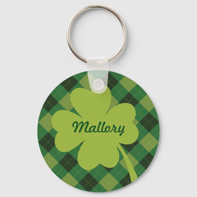 Porte-clés Green Plaid St. Patty's Day Porte - clé personnali (Recto)