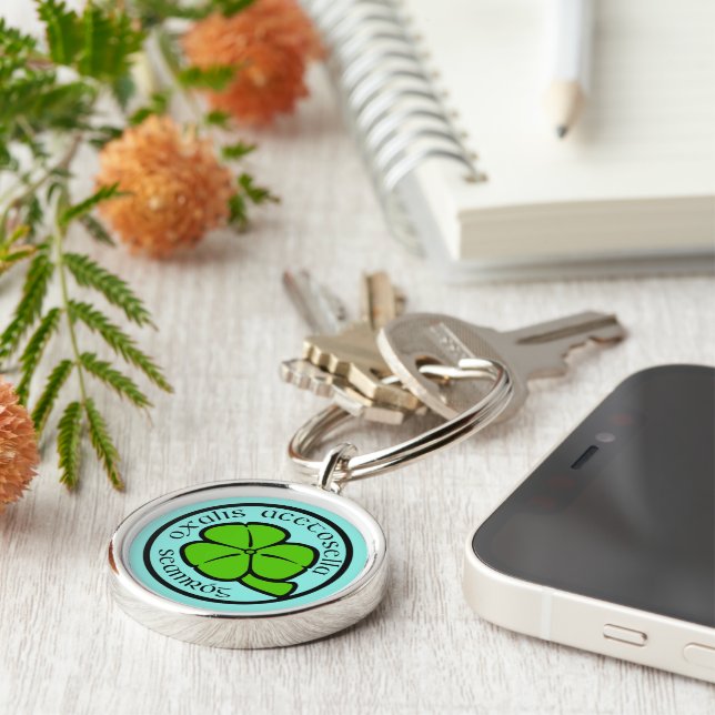 Porte-clés Green Shamrock Saint Patrick's Day Floral Art (Côté)