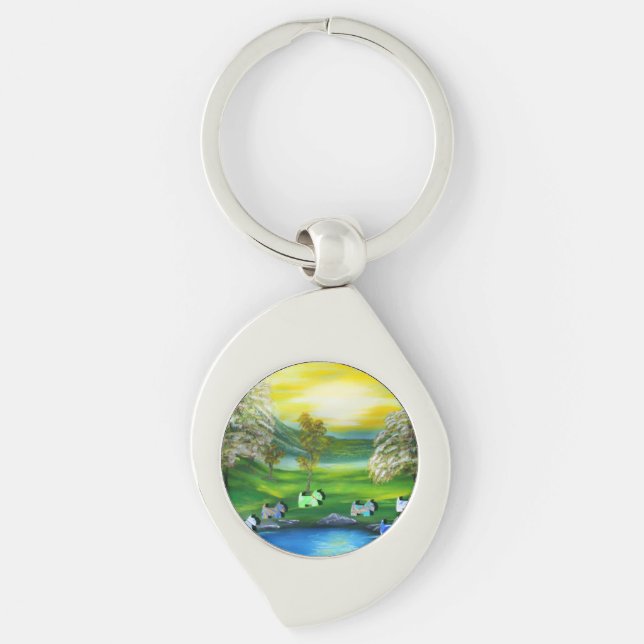 Porte-clés Green Venus Scotties à l'étang (Devant)