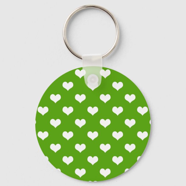 Porte-clés Green White Love Heart Motif Design (Recto)