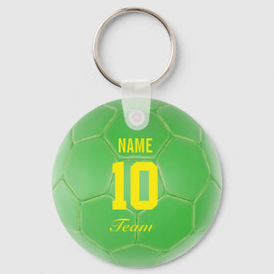 Porte-clés Green Yellow Team Soccer Ball Nom personnalisé