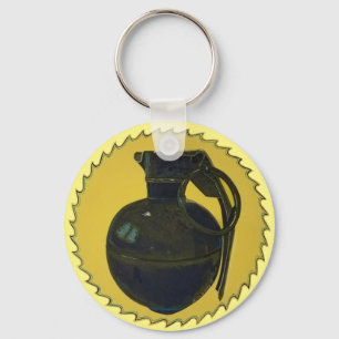 Porte-clés Grenade en vert sur jaune