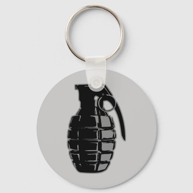 Porte-clés Grenade main - gris (Recto)