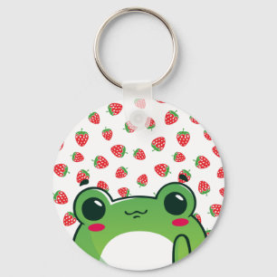 Porte-clés Grenouille à fraise Kawaii