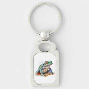 Porte-clés Grenouille aquarelle aux tons de joaillerie