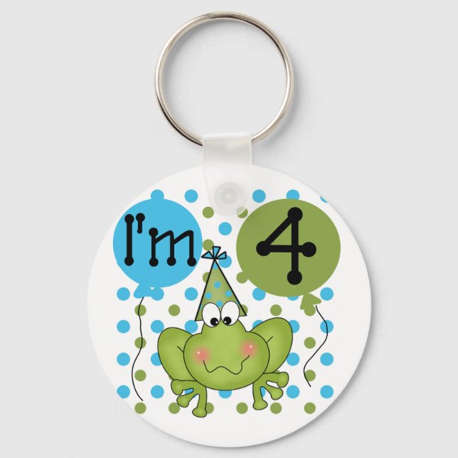 Porte-clés Grenouille bleue 4e anniversaire Tshirts et cadeau (Recto)