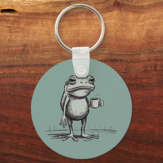 Porte-clés Grenouille Buvant du Café Mème Grenouille Mystique (Recto)