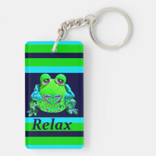 Porte-clés Grenouille colorée funky RELAX Turquoise Lime Navy