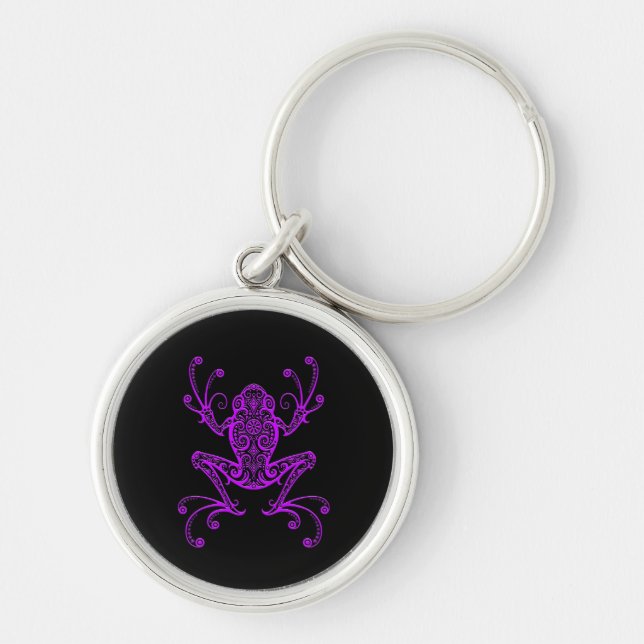 Porte-clés Grenouille d'arbre pourpre complexe sur le noir (Devant)