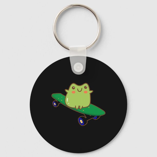 Porte-clés Grenouille drôle sur skateboard esthétique mignon  (Recto)