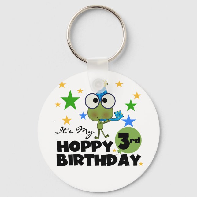 Porte-clés Grenouille-Hoppy 3e Anniversaire Tshirts et cadeau (Recto)