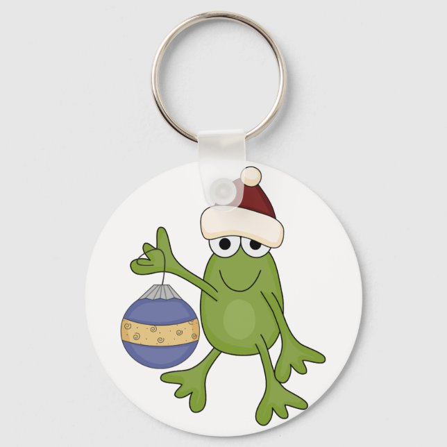 Porte-clés Grenouille père Noël avec tee-shirts et cadeaux (Recto)