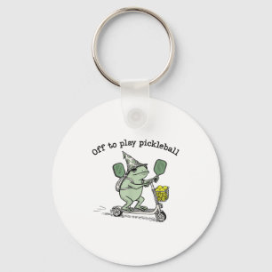 Porte-clés Grenouille sorcière tient raquette scooter roulant