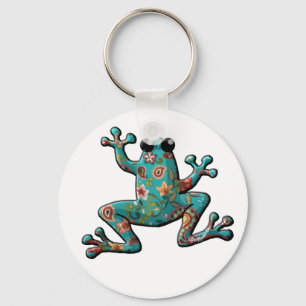 Porte-clés Grenouille turquoise rouge de Paisley