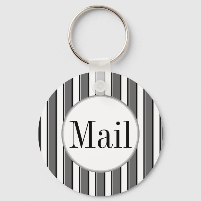 Porte-clés Grey Stripes on White Mail Key Keychain (Recto)