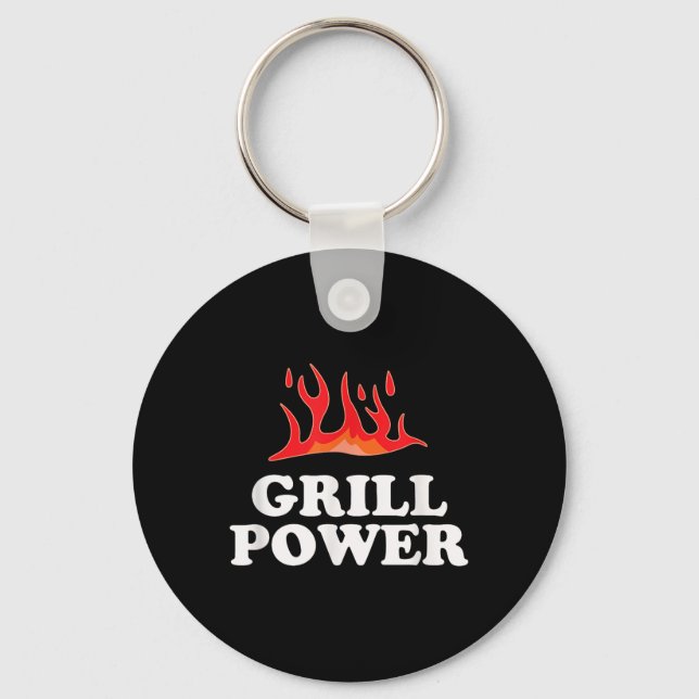 Porte-clés Grill Power - Drôle Barbeque Bbq Slogan Dit (Recto)