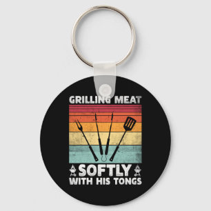 Porte-clés Grillage de viande doucement avec sa pince à grill