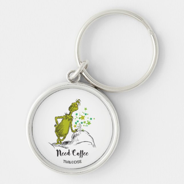 Porte-clés Grinch | Besoin de café drôle (Devant)