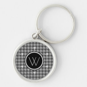 Porte-clés Gris avec Porte - clé Houndstooth Accent Argent
