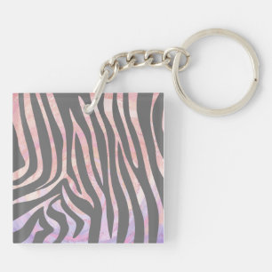 Porte-clés Gris clair et rose Zebra