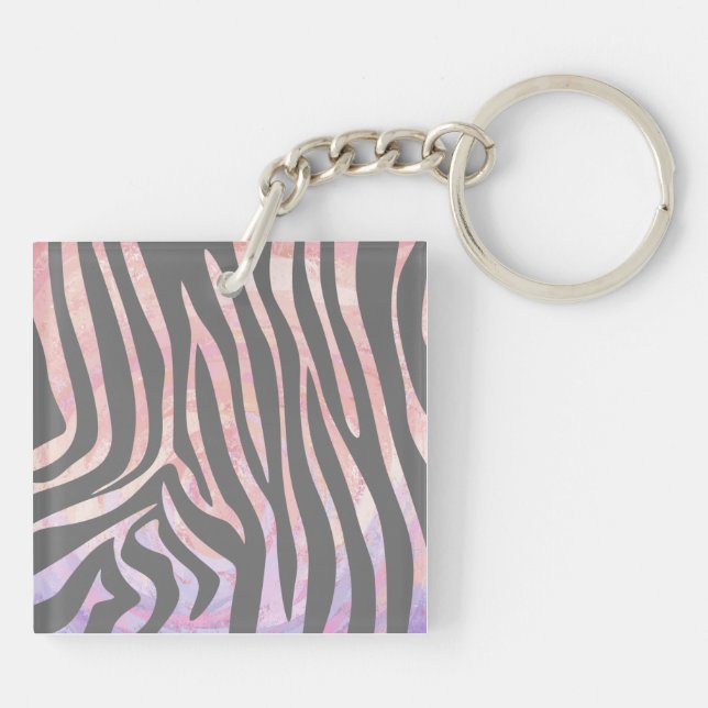Porte-clés Gris clair et rose Zebra (Dos)