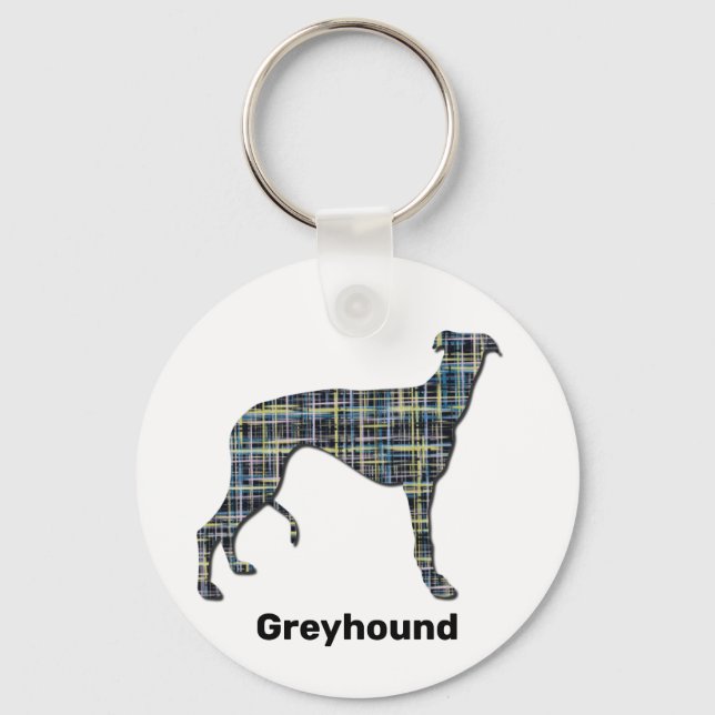 Porte-clés Gris Silhouette de chien jaune et gris (Recto)