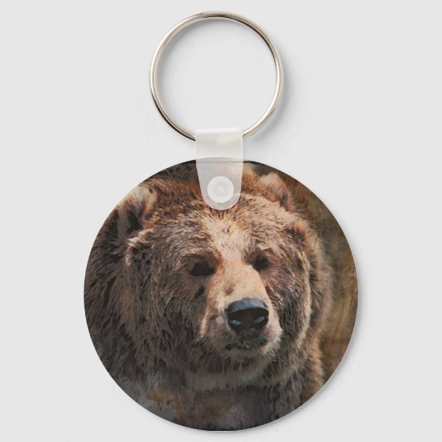 Porte-clés Grizzly peint (Recto)