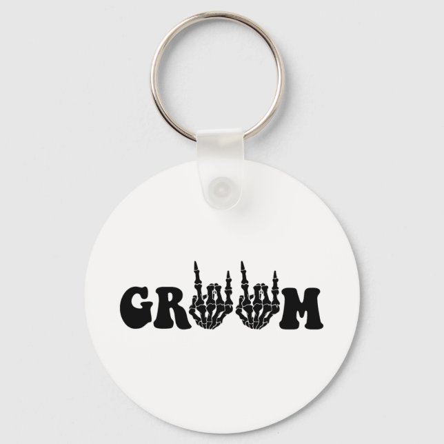 Porte-clés Groom Bride squelette gothique Halloween Mariage B (Recto)