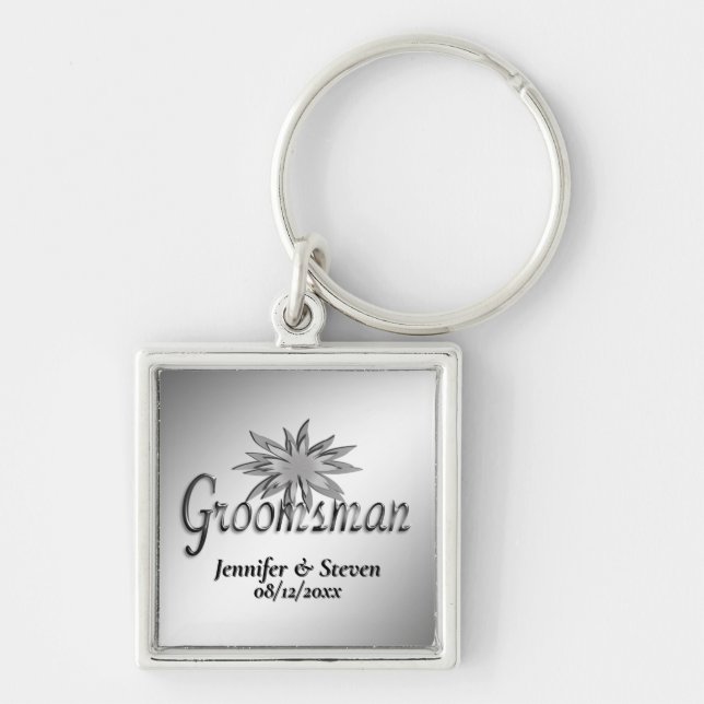 Porte-clés Groomsman Black and White Custom Keychains (Devant)