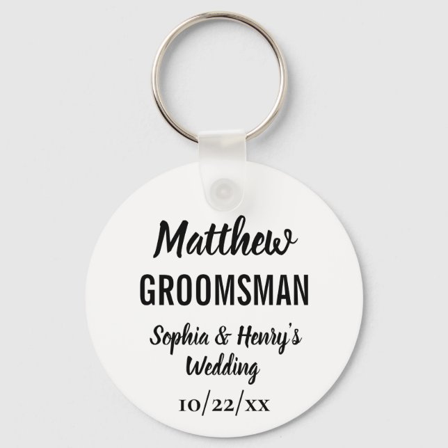 Porte-clés Groomsman Gift Modern Typography Wedding (Recto)