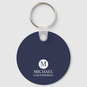 Porte-clés Groomsmen Personnalisé Classique Monogramme et nom