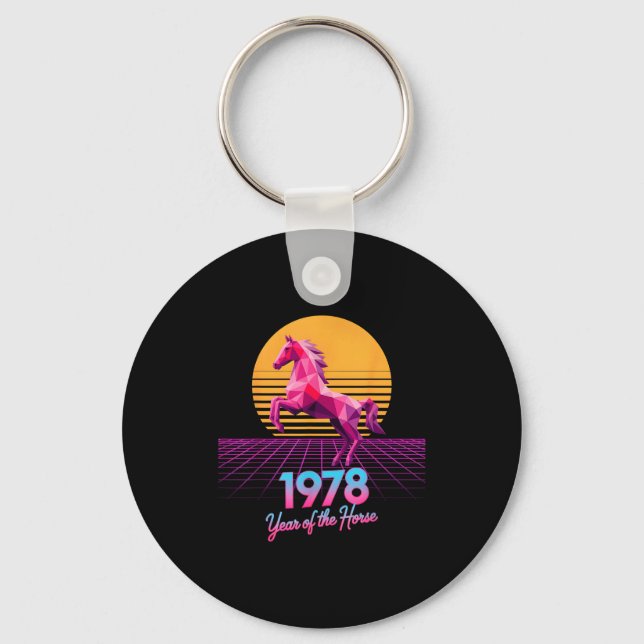 Porte-clés Groovy 2026 Année du Cheval 1978 48e Anniversaire  (Recto)