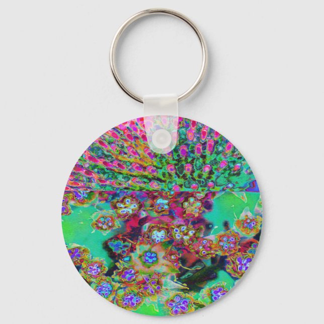 Porte-clés Groovy Abstrait Psychedelique Sedum Violet (Recto)