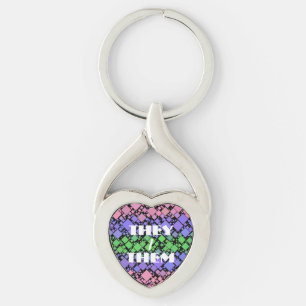 Porte-clés Groovy Boho Rétro Mod Géométrique Fierté Trigender