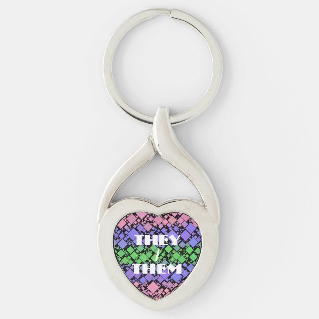 Porte-clés Groovy Boho Rétro Mod Géométrique Fierté Trigender (Devant)