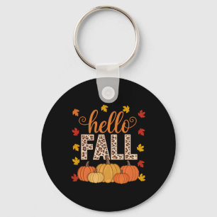 Porte-clés Groovy Bonjour Automne Feuilles d'érable Citrouill