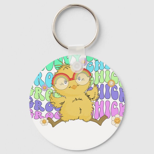 Porte-clés groovy chick (2), retro, vintage (Recto)