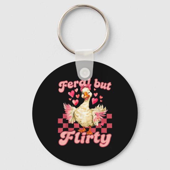 Porte-clés Groovy Feral-but-flirty Silly Goose Valentine Duck (Recto)
