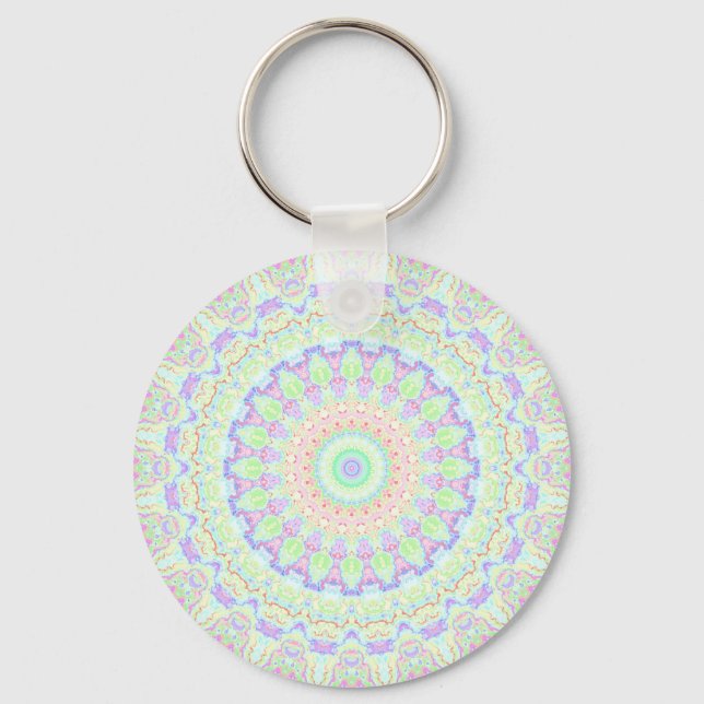 Porte-clés Groovy Funky Boho Hippie Arc-en-Ciel Abstrait Mand (Recto)