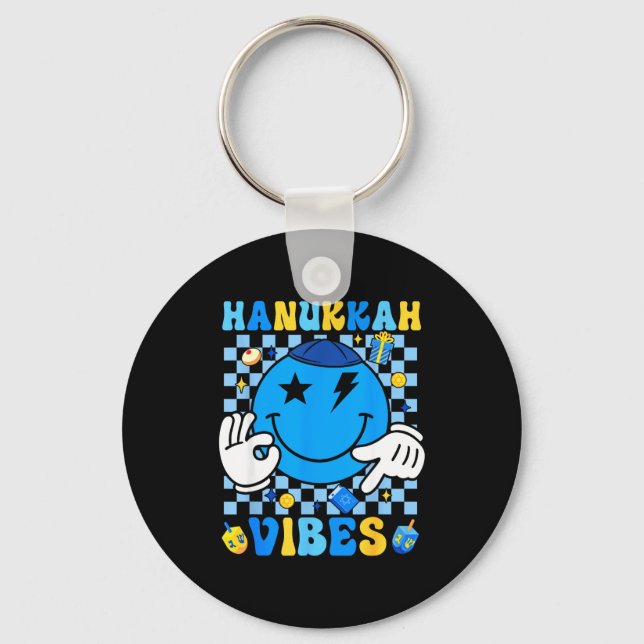 Porte-clés Groovy Hanukkah Vibes Chanukah Pajama Happy Hanukk (Recto)