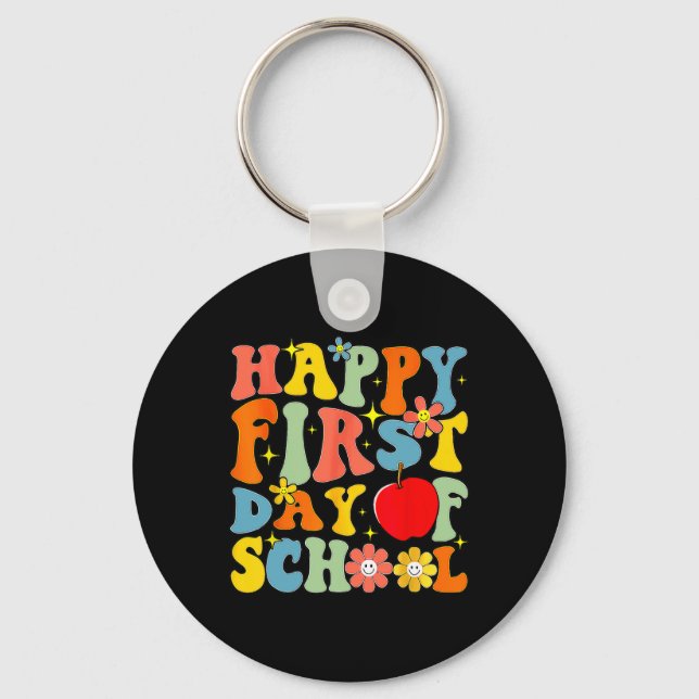 Porte-clés Groovy Joyeux Premier Jour D'école Retour à l'écol (Recto)
