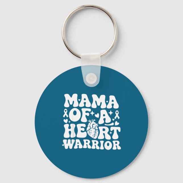 Porte-clés Groovy Mama Of A Heart Warrior Chd Awareness Heart (Recto)