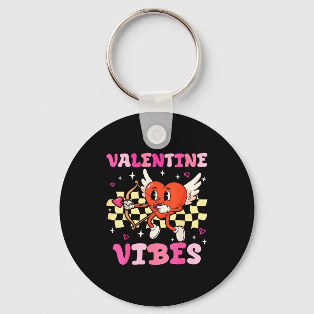 Porte-clés Groovy Valentine Vibes Heart Cud Women Men  (Recto)