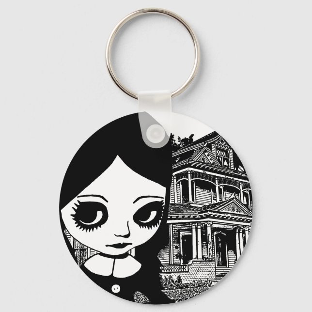 Porte-clés Gros oeil Goth girl Maison hantée Art original (Recto)
